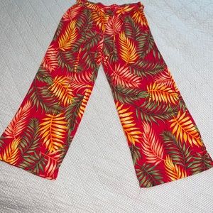 C est 1946 orange tropical print casual wide leg pants, size large